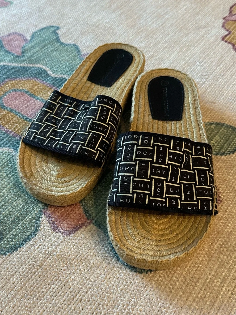 Tory Burch Monogram Espadrille Slide Sandals